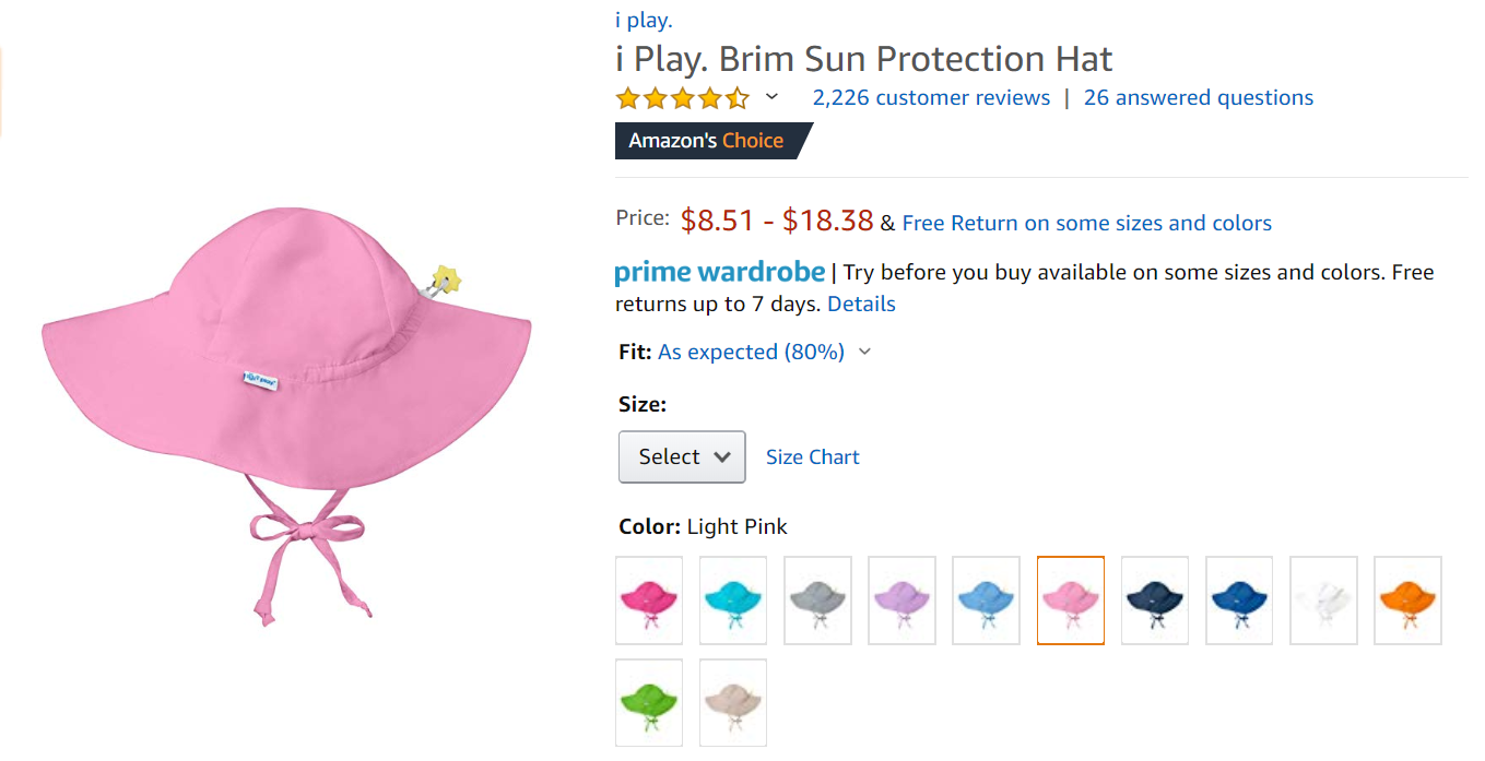 Iplay Sun Hat Size Chart